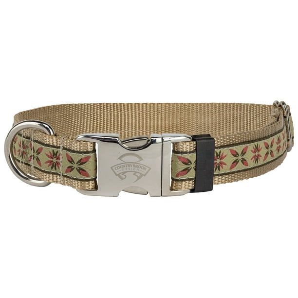 Deluxe Antique Flowers Woven Ribbon Dog Collar Limited Edition